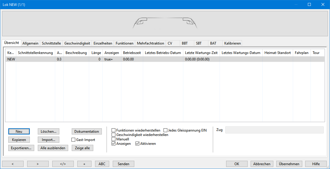 Anlegen einer neuen Lok Anlegen einer neuen Lok